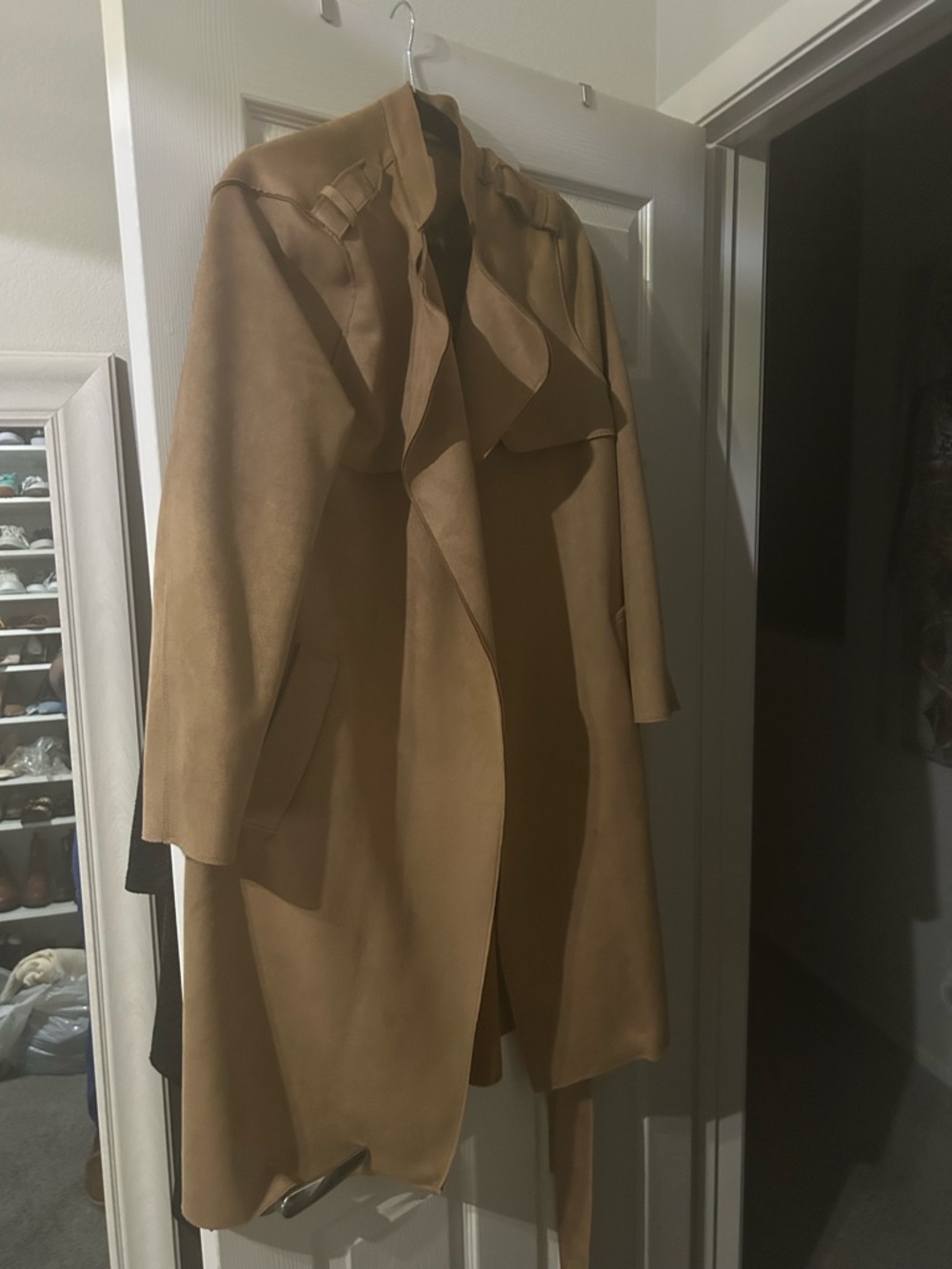 H&M Camel Trench Coat with Drape Front
